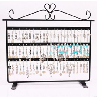 72 Gaten Oorbellen/Ketting/Oorstekers Sieraden Display Houder Stand Showcase Metalen Sieraden Organisator Rack Platte Oorbel Houder zwart