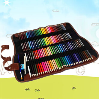 72 kleur Water Oplosbare Houten Pastel Kleurpotlood Set met Roll up Bag Puntenslijper Extender Borstel Schilderij Tekening Supply