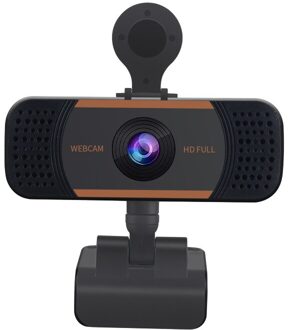 720P/1080P/4K W18 Hd Camera Computer Usb Drive Webcams Met Microfoon Full Hd Camera voor Live Video Conferentie Chatten 1080P oranje