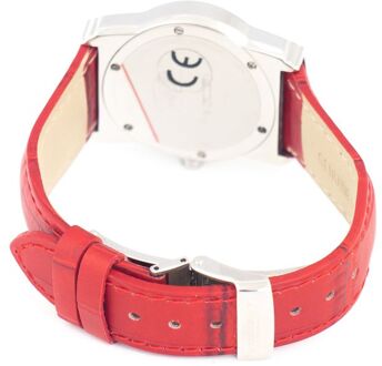 7279 Rode Leren Horloge met Band - maat Klaproos