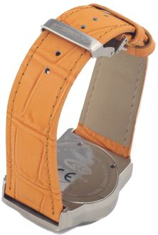 7279m07ac Oranje Leren Horloge met Band