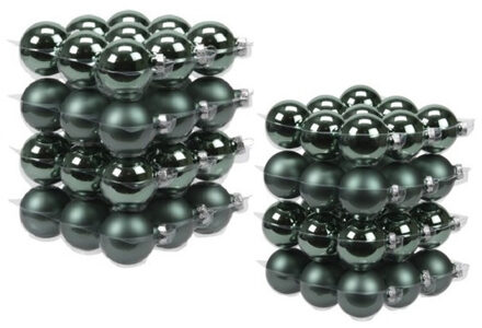 72x stuks glazen kerstballen emerald groen 4 en 6 cm mat/glans