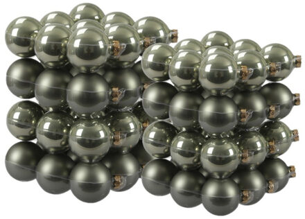 72x stuks glazen kerstballen graniet groen 4, 6 en 8 cm mat/glans