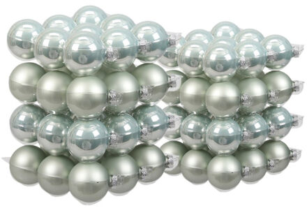 72x stuks glazen kerstballen mintgroen (oyster grey) 4 en 6 cm mat/glans - Kerstbal