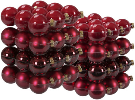 72x stuks glazen kerstballen rood/donkerrood 4 en 6 cm mat/glans - Kerstbal