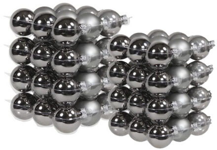 72x stuks glazen kerstballen titanium grijs 4 en 6 cm mat/glans - Kerstbal