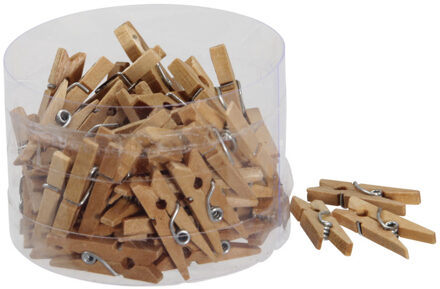 72x stuks houten mini wasknijpers/knijpers 2,5 cm Bruin