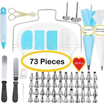 73 Stks/set Decoreren Leveringen Kit Gebak Buis Fondant Gereedschap Draaitafel Set Keuken Dessert Bakken Gebak Levert 73stk b