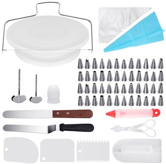 73 Stks/set Decoreren Leveringen Kit Gebak Buis Fondant Gereedschap Draaitafel Set Keuken Dessert Bakken Gebak Levert 73stk c