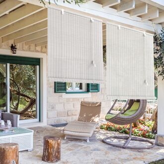 7361 Bamboe Rolgordijn Roll Up Wit 100x250cm