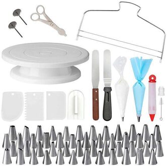 73Pcs Professionele Cupcake Decorating Kit Bakken Levert Draaitafel Frosting Spuitzakken Tips Set Icing Spatel Soepeler