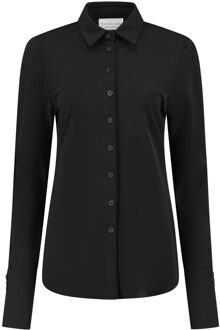 7456 blouse britt transfer black Zwart - XS