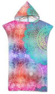 75*110Cm Microfiber Geometrische Gedrukt Veranderende Gewaad Poncho Met Capuchon Strandlaken Voor Zwemmen Handdoeken Badjas 4