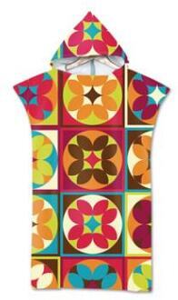 75*110Cm Microfiber Geometrische Gedrukt Veranderende Gewaad Poncho Met Capuchon Strandlaken Voor Zwemmen Handdoeken Badjas 6