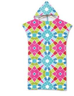 75*110Cm Microfiber Geometrische Gedrukt Veranderende Gewaad Poncho Met Capuchon Strandlaken Voor Zwemmen Handdoeken Badjas