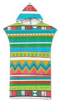75*110Cm Microfiber Geometrische Gedrukt Veranderende Gewaad Poncho Met Capuchon Strandlaken Voor Zwemmen Handdoeken Badjas