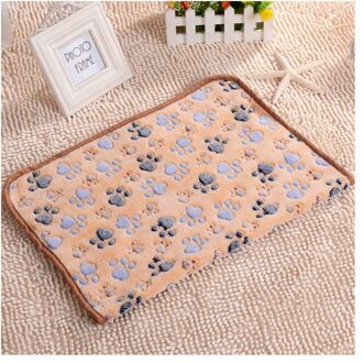 75*50Cm 104*76Cm Leuke Bloemen Huisdier Warme Poot Hond Puppy Fleece Zachte Deken Bedden mat Hond Deken Mat bruin paw / 75X100CM