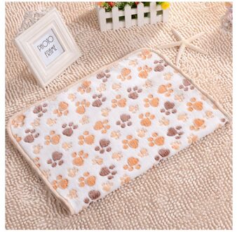 75*50Cm 104*76Cm Leuke Bloemen Huisdier Warme Poot Hond Puppy Fleece Zachte Deken Bedden mat Hond Deken Mat wit paw / 75X100CM