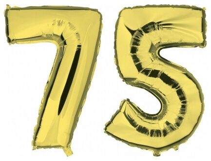 75 jaar leeftijd helium/folie ballonnen goud feestversiering - Ballonnen Goudkleurig