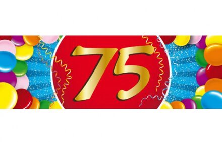 75 jaar leeftijd sticker 19 x 6 cm - 75 jaar verjaardag/jubileum versiering