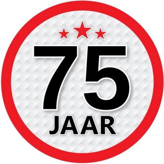 75 jaar leeftijd sticker rond 15 cm - 75 jaar verjaardag/jubileum versiering