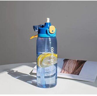 750Ml Draagbare Waterfles Met Stro Sport Fitness Drinken Flessen Lekvrij Outdoor Plastic Mijn Fles blauw