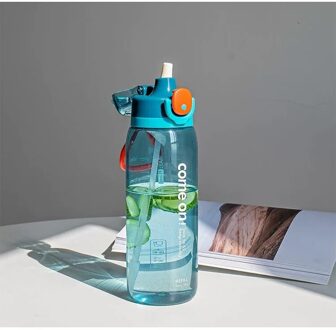 750Ml Draagbare Waterfles Met Stro Sport Fitness Drinken Flessen Lekvrij Outdoor Plastic Mijn Fles groen