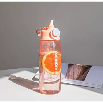 750Ml Draagbare Waterfles Met Stro Sport Fitness Drinken Flessen Lekvrij Outdoor Plastic Mijn Fles Oranje
