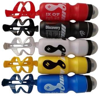 750Ml Fiets Fietsen Water Fles Met Waterkoker Rack Holder Outdoor Road Mountain Sport Camping Wandelen Tour Drink Jug Cup drinkware blauw