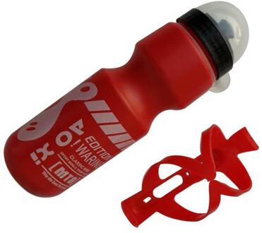 750Ml Fiets Fietsen Water Fles Met Waterkoker Rack Holder Outdoor Road Mountain Sport Camping Wandelen Tour Drink Jug Cup drinkware Rood