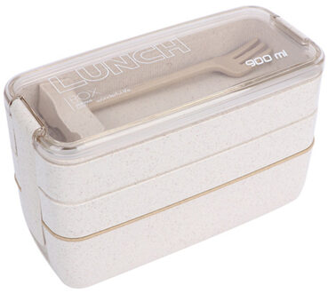 750ml Gezonde Materiaal Tarwe Stro Bento Dozen 2 Layer Lunchbox Magnetron Servies Voedsel Opslag Container lunchbox Beige
