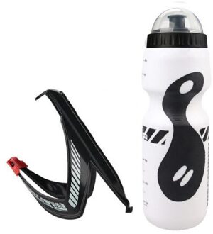 750Ml Mountainbike Fiets Water Drink Fles + Houder Kooi Plastic Draagbare Ketel Water Fles Fiets Accessoires