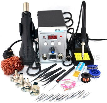 750W 8586 2 In 1 digital ESD Hot Air Gun Soldering Station Welding Solder Iron For IC SMD Desoldering Rework station 220v
