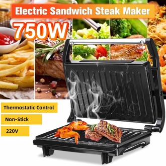 750W Elektrische Sandwich Steak Maker Dual Toast Grill Pan Non Stick Wafel Broodrooster Taart Ontbijt Machine Keuken Koken Gereedschap