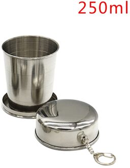 75Ml/150Ml/250Ml Rvs Folding Cup Draagbare Outdoor Reizen Camping Telescopische Cup Met Sleutelhanger water Koffie Handcup 1stk 250ML L