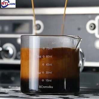 75Ml Hittebestendige Glazen Maatbeker Jigger Voor Espresso Koffie Kleine Melk Koffiekopje Dubbele-Mouthed Onskop