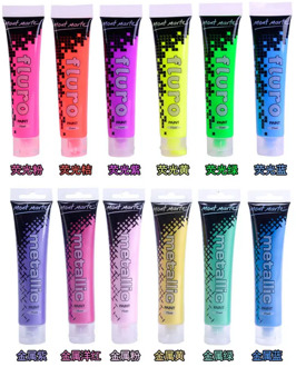75ml Metallic Fluorescent Color Acrylic Paint Set, Creative Diy Hand-painted Wall Painting, Flowing Acrylic Flash Glue Paint