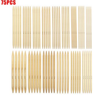 75Pcs Bamboe Dubbele Breinaalden Duurzaam Voor Sok Trui Sjaal HY99 licht bruin