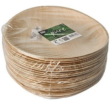 75x Duurzame en biologisch afbreekbare borden palmblad 25 cm - Milieuvriendelijk/ecologisch - Wegwerp bordjes
