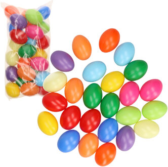 75x stuks plastic eitjes gekleurd 6 cm decoratie/versiering - Feestdecoratievoorwerp