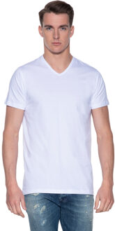 7600 - 2-pack Heren T-shirt V-Hals WIt Basic Fit - L
