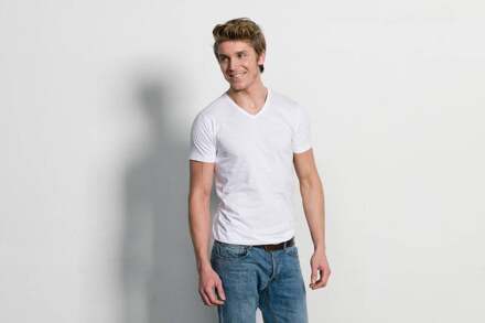 7600 - 2-pack Heren T-shirt V-Hals WIt Basic Fit - XL