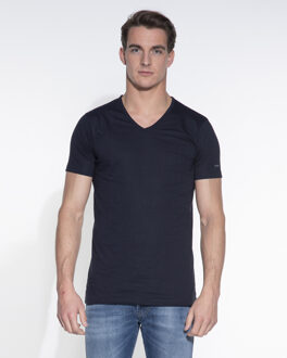 7610 - 2-pack Heren T-shirt V-Hals Navy Basic Fit - L