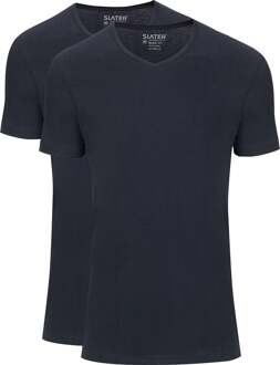 7610 - 2-pack Heren T-shirt V-Hals Navy Basic Fit - M