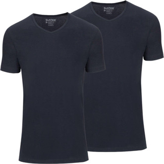 7610 - 2-pack Heren T-shirt V-Hals Navy Basic Fit - M