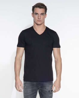 7620 - 2-pack Heren T-shirt V-Hals Zwart Basic Fit - L