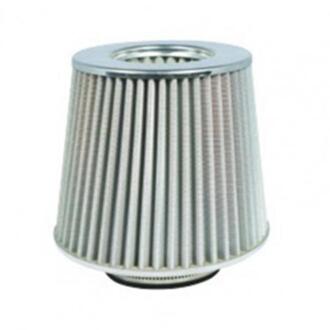 76Mm Universele Auto Koude Intake Inductie Sport Power Mesh Cone Air Flow Filter zilver