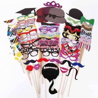 76Pcs Photo Booth Props Diy Kit Grappige Pose Teken Masker Snor Stick Fotografie Voor Kerst Bruiloft Verjaardag Feestartikelen