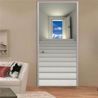77x200 cm 3D Cool Ladder Deur Stickers Voor Woonkamer Slaapkamer PVC Zelfklevende Behang Home Decor DIY waterdicht Mural Decal MT192