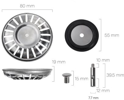 78-84Mm Badkamer Gootsteenzeefje 304 Roestvrij Staal Water Stopper Sink Water Filter Plug Aanrecht Accessoires Keuken gereedschap 80mm